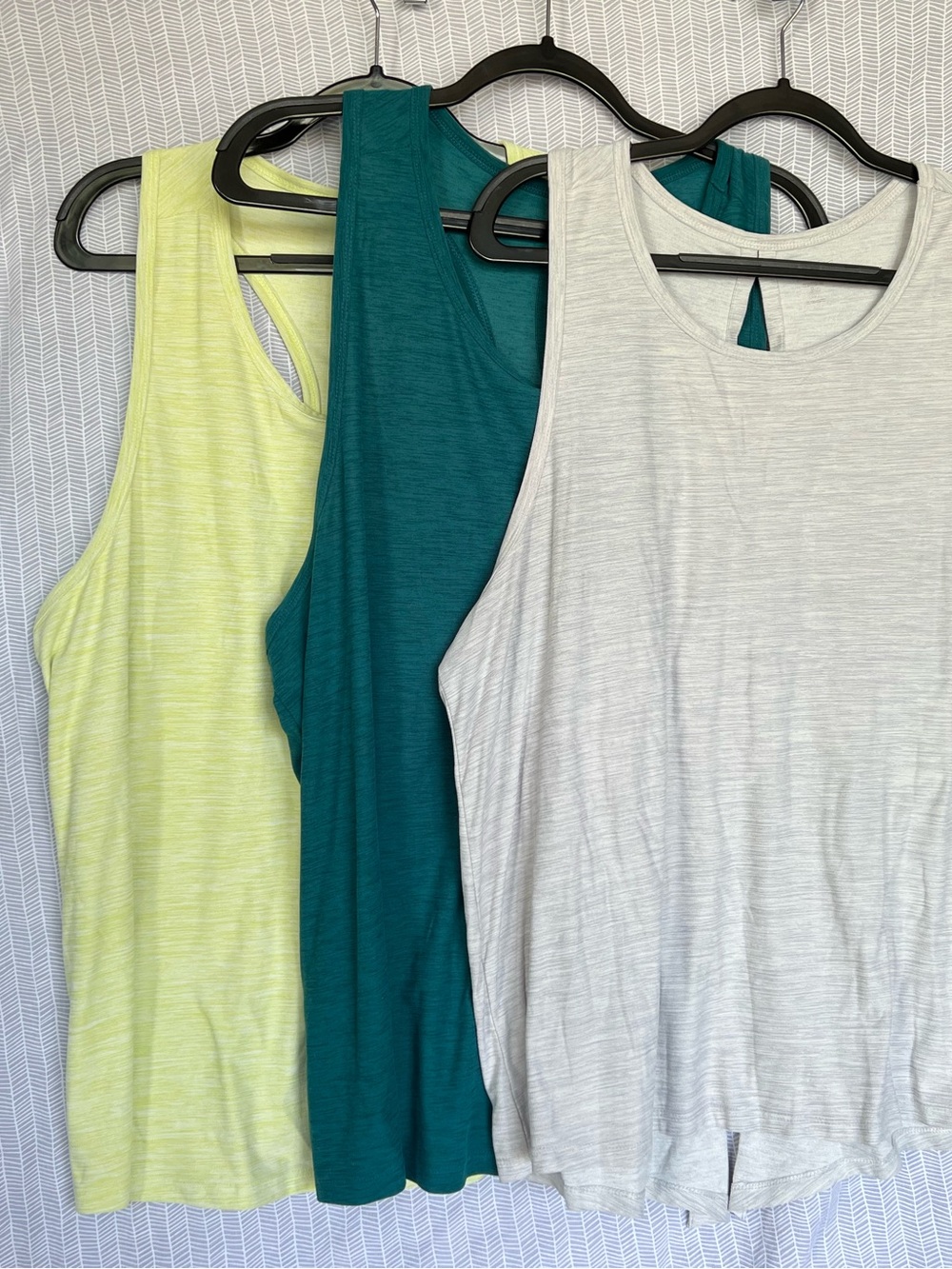 Trio of XXL Old Navy Tank Tops in White, Teal, Neon Yellow
